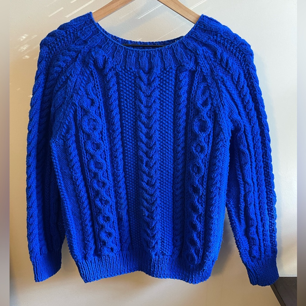 Gorgeous hand knitted sweater in Indigo Blue